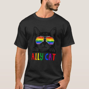 Camiseta Ally Cat Lgbt Gafas de sol Bandera del orgullo arc
