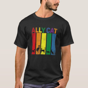 Camiseta Ally Cat Lgbt Gay Rainbow Pribow Flag Ally Cat Lgb