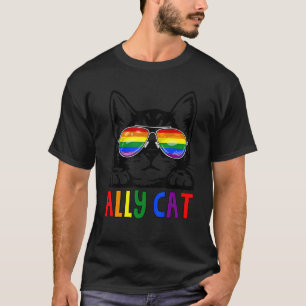 Camiseta Ally Cat Lgbt Gay Rainbow Pride Bandera Niños Homb