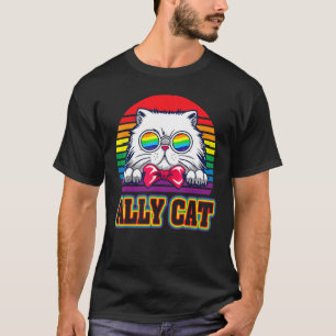 Camiseta Ally Cat Lgbt Gay Rainbow Pride Bandera Niños Homb