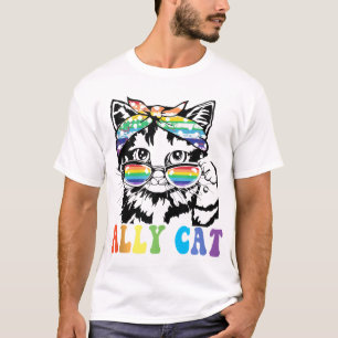 Camiseta Ally Cat Lgbt Gay Rainbow Pride Bandera Niños Homb