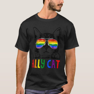 Camiseta Ally Cat Lgbt Gay Rainbow Pride Bandera Niños Homb