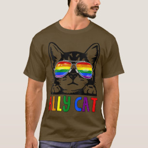 Camiseta Ally Cat LGBT Gay Rainbow Pride Flag Boys Men Girl