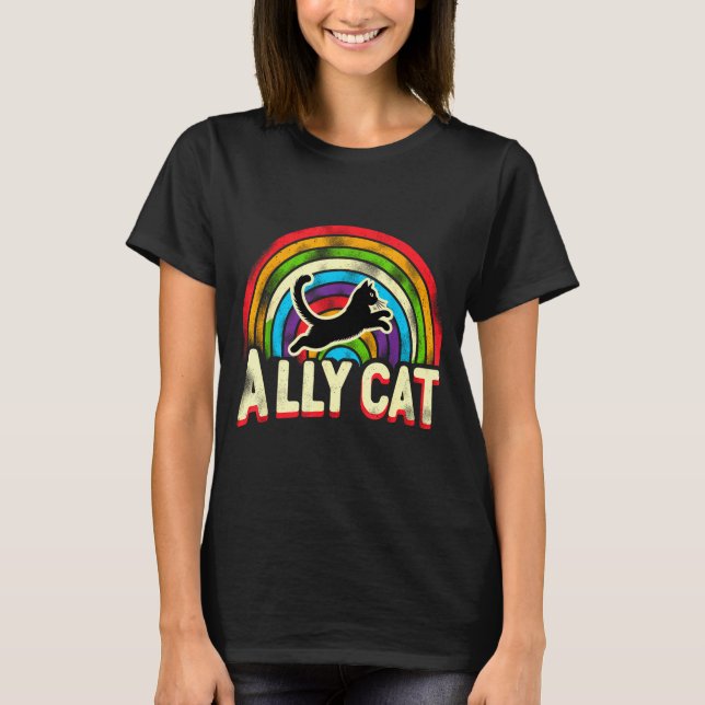 Camiseta Ally Cat Lgbt Pride Cat  (Anverso)