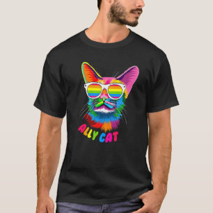 Camiseta Ally Cat Purride Cat Orgullo Kitty Mom Gay Daddy L