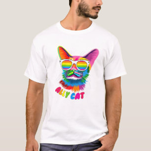 Camiseta Ally Cat Purride Cat Orgullo Kitty Mom Gay Daddy L