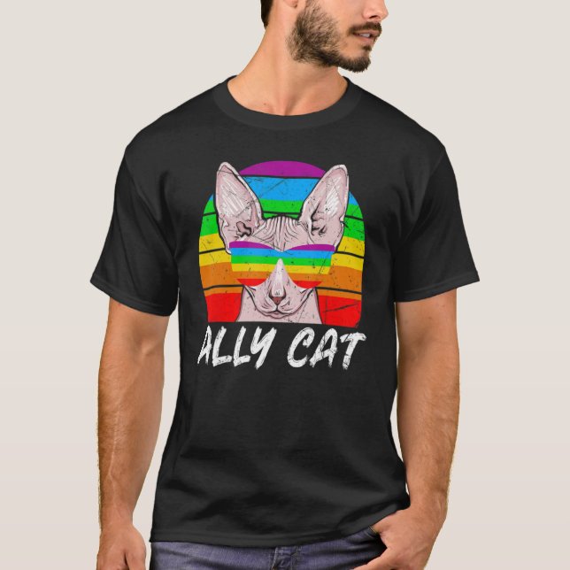 Camiseta Ally Cat Rainbow Gay Pride Lgbt Kitty Purride (Anverso)