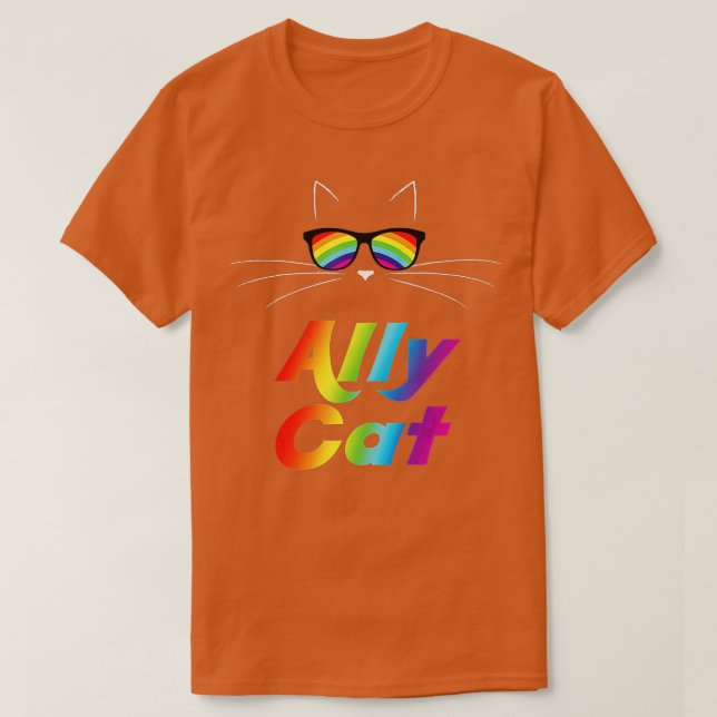 Camiseta Ally Cat Rainbow Sunglasses Gay Pride Kitty Allies (Diseño del anverso)