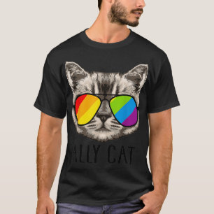 Camiseta Ally Cat shirt Ally Cat LGBTQ Bandera LGBT