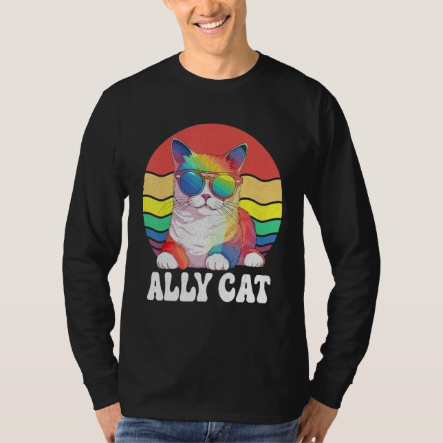 Camiseta Ally Cat Straight LGBT Supporter Gay Pride Ally Ra (Anverso)