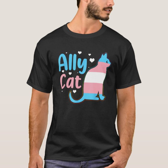 Camiseta Ally Cat Transgender Pride  Cat Kitten LGBT Trans  (Anverso)
