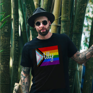 Camiseta Ally de la bandera del orgullo del progreso