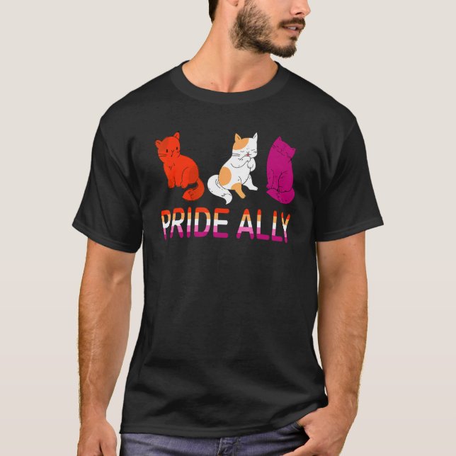 Camiseta Ally del Orgullo se burló de tres gatos de bandera (Anverso)