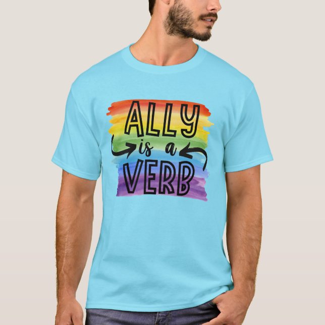 Camiseta Ally es un auténtico orgullo LGBTQ en arcoíris (Anverso)
