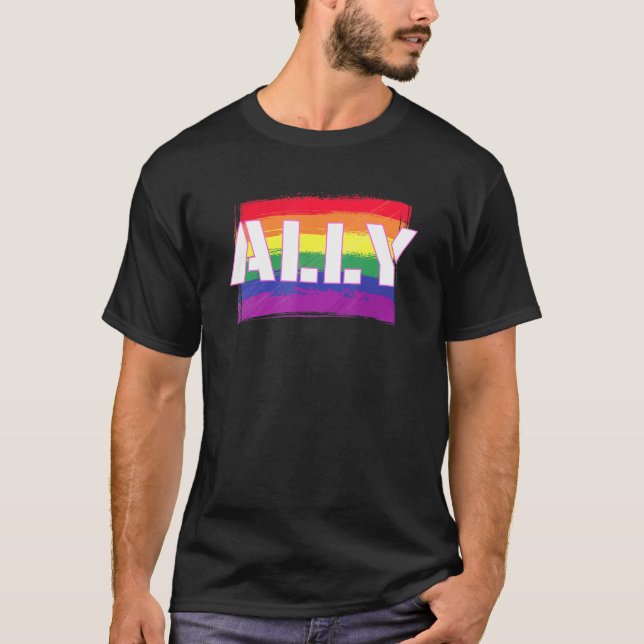 Camiseta Ally Gay Flag Lgbtq Support (Anverso)