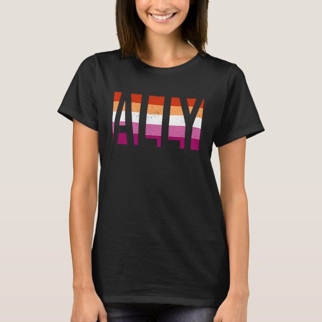 Camiseta Ally Gay Pride Month LGBT Lesbian Flag Equal Right (Anverso)