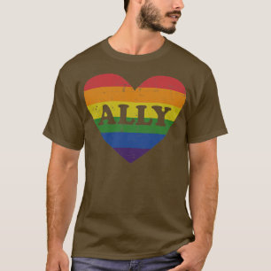 Camiseta Ally rainbow flag heart for LGBT gay and lesbian