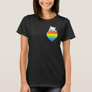Camiseta Ally Rainbow Heart Cat LGBTQ Community Pride Gende
