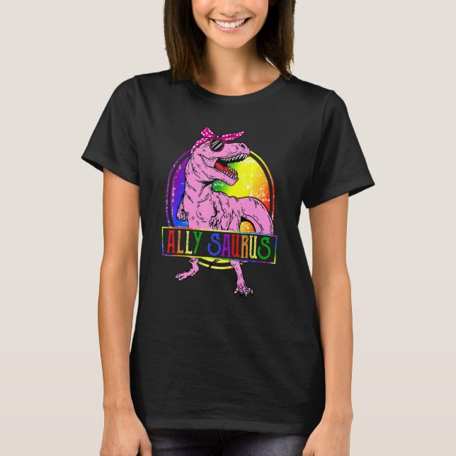 Camiseta Ally Saurus T Rex Dinosaur Orgulloso Ally Lgbt Org (Anverso)