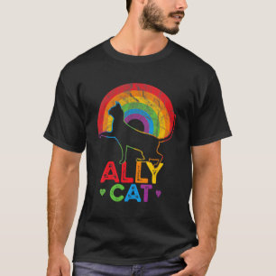 Camiseta Allycat Gato Lgbt Con Arcoiris Del Orgullo Aliado