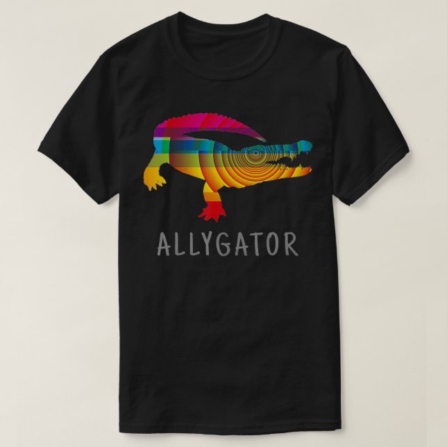 Camiseta Allygator LGBT Ally Rainbow Flag Alligator Prie (Diseño del anverso)