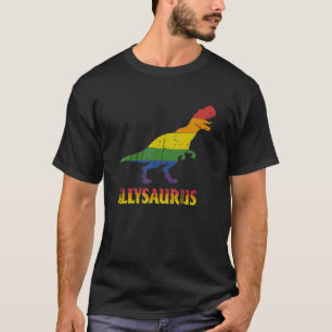 Camiseta Allysaurus Dinosaur In Rainbow Flag Lgbt Ally Prid