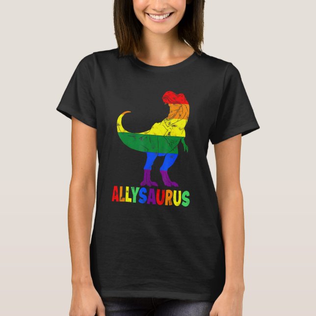 Camiseta Allysaurus LGB  Dinosaur Rainbow Flag Ally LGBT Pr (Anverso)