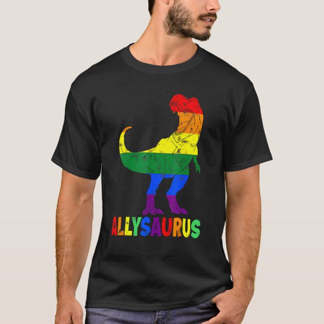 Camiseta Allysaurus LGB  Dinosaur Rainbow Flag Ally LGBT Pr (Anverso)