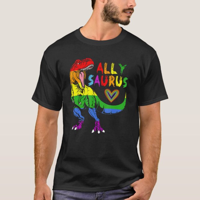 Camiseta Allysaurus LGB Dinosaur Rainbow Flag Ally LGBT Pri (Anverso)