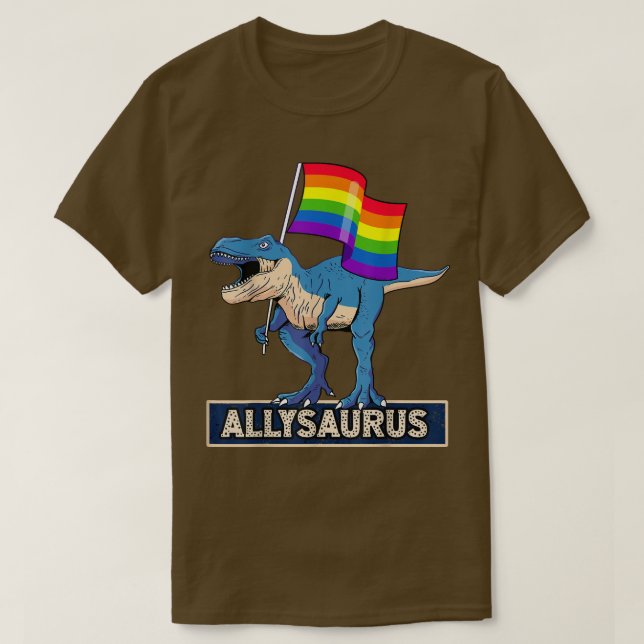 Camiseta ALLYSAURUS LGBTQ partidario del Orgullo Gay y dise (Diseño del anverso)
