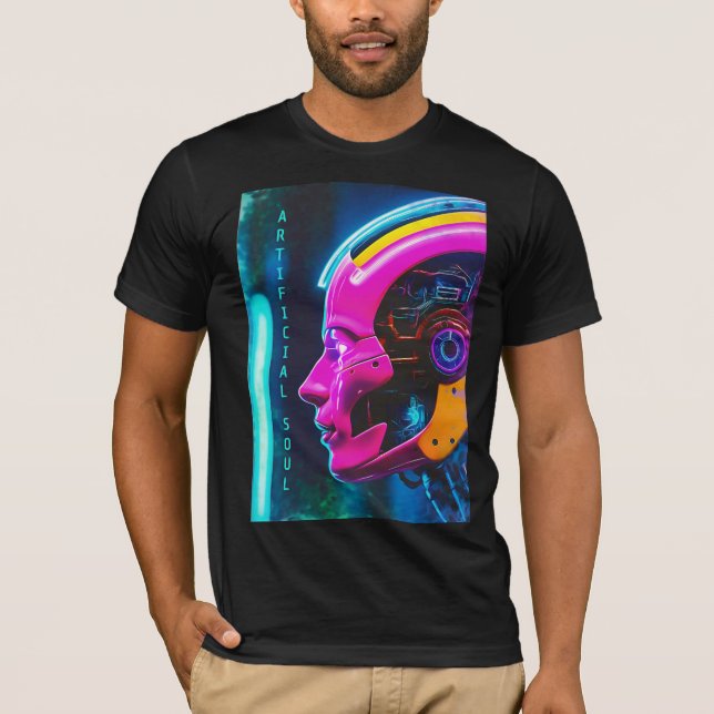 Camiseta Alma Artificial Cara de Android Cyberpunk (Anverso)