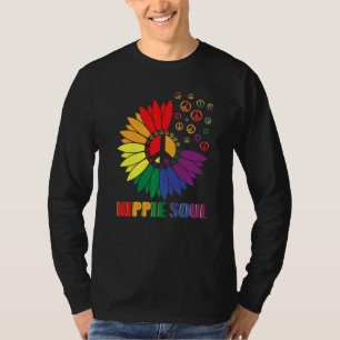 Camiseta Alma Hippie Flor De Símbolo De Paz Daisy Para Homb