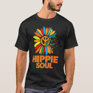 Camiseta Alma Hippie Flor de Símbolo de Paz Margarita Para 