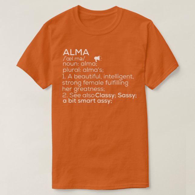 Camiseta Alma Nombre Alma Definición Alma Nombre Femenino A (Diseño del anverso)