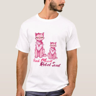Camiseta Alma Rebelde Kawaii Gato Rosa Arte Sassy