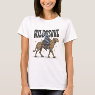 Camiseta ALMA SALVAJE Diseño vintage de vaquera montando gu