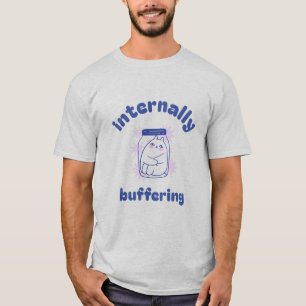 Camiseta Almacenando Internamente Gato Divertido Estudian