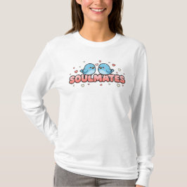 Camiseta Almas gemelas: Pájaros azules Kawaii Amor Pastel