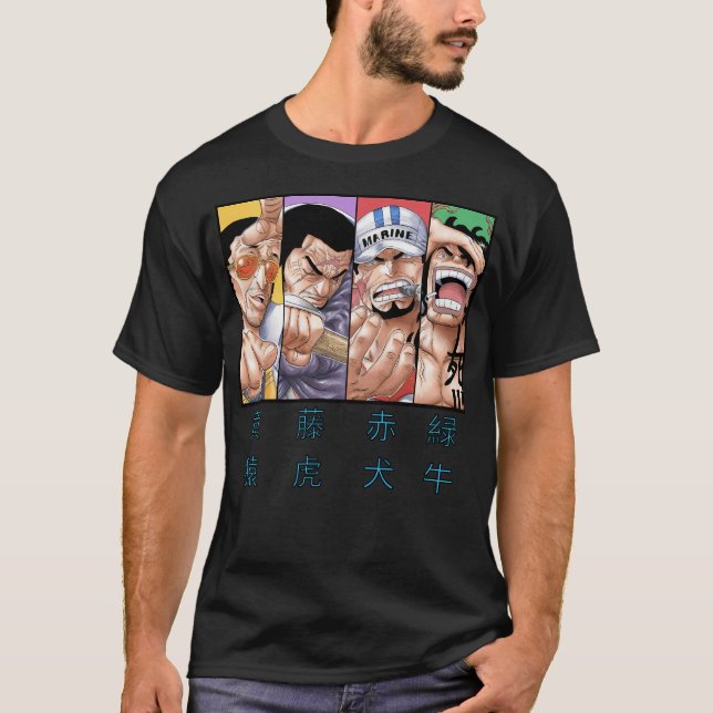 Camiseta Almirante Akainu Kizaru Fujitora Y Ryokugyu (Anverso)