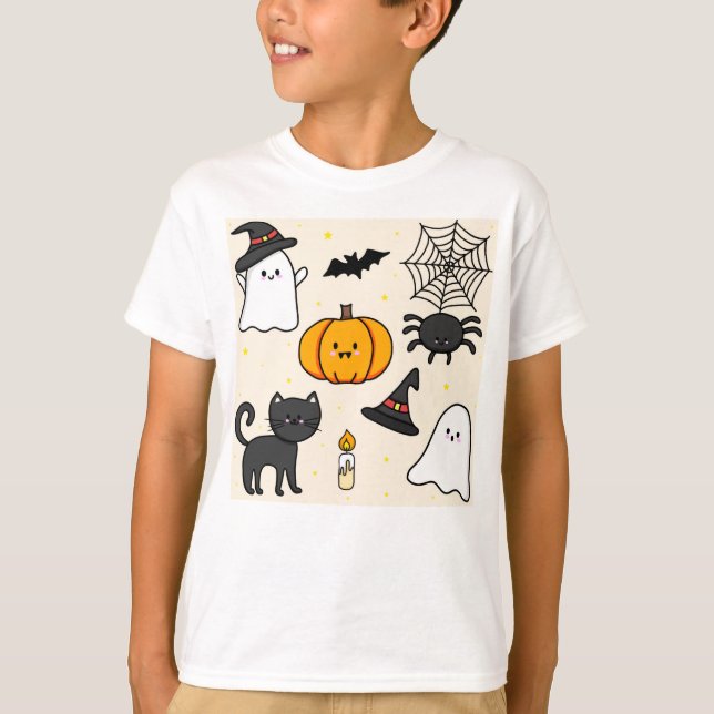 Camiseta Almofada fofa com desenho Happy Halloween (Anverso)