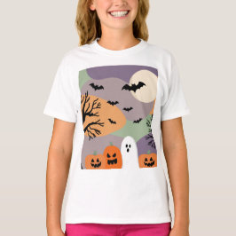 Camiseta Almofada noite de halloween abóboras e fantasmas
