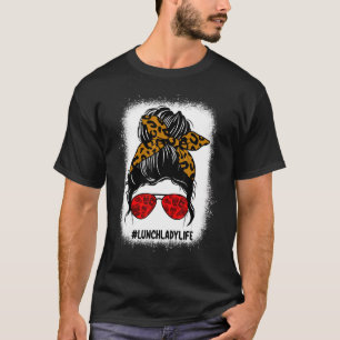Camiseta Almuerzo blanqueado Lady Messy Bun Hair Leopard Pr