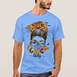 Camiseta Almuerzo de Halloween Lady Messy Bun Spooky almuer
