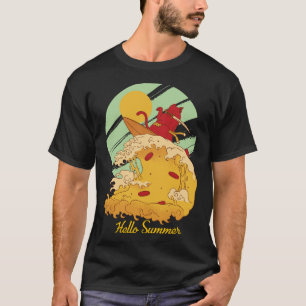 Camiseta Almuerzo de verano Pizza Wave Vintage Surfing Ring