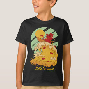 Camiseta Almuerzo de verano Pizza Wave Vintage Surfing Ring