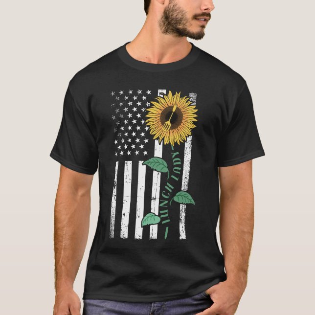 Camiseta Almuerzo Lady Cafeteria Crew Lunes Lady Bandera Am (Anverso)
