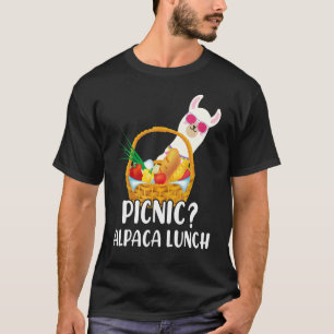 Camiseta Almuerzo picnic Alpaca usando Llama de vidrio sola