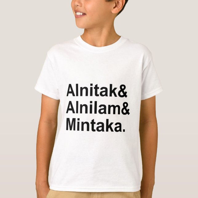 Camiseta Alnitak Alnilam Mintaka | 3 estrellas del cinturón (Anverso)