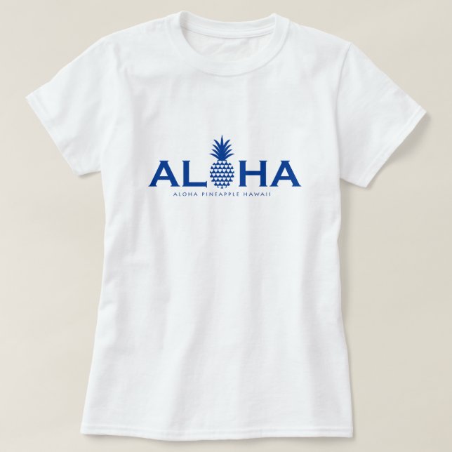 Camiseta alohaパイナップル ブルーロゴ(heart） (Diseño del anverso)