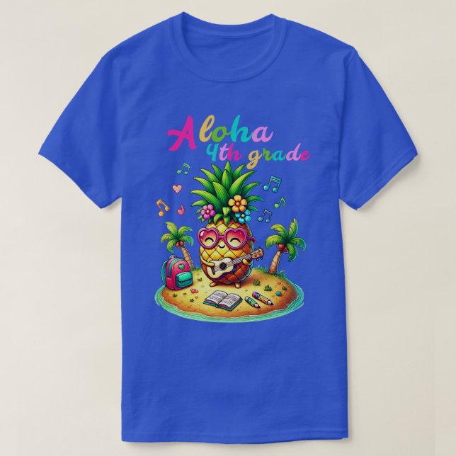 Camiseta Aloha 4º grado Pineapple Hawaii de vuelta a la esc (Diseño del anverso)